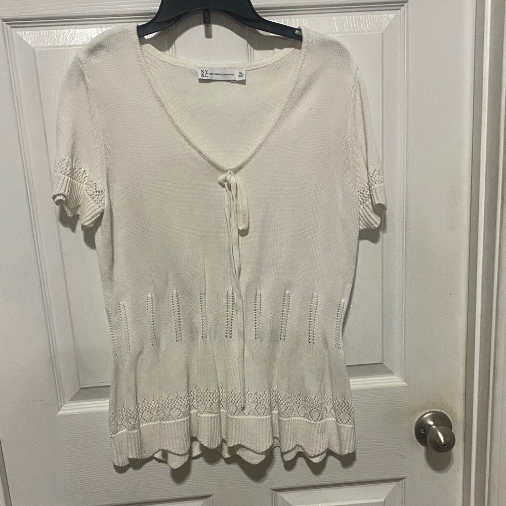 New York & Company Cream Knit Blouse